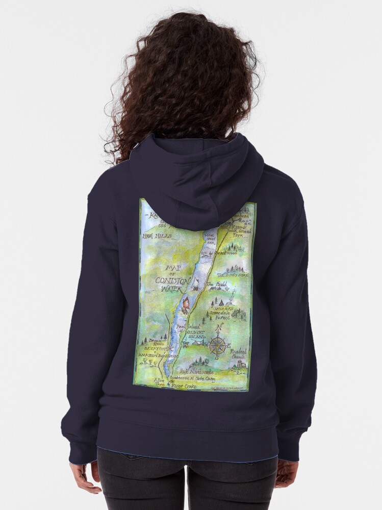 Alternate view of Swallows and Amazons map of Coniston Water - Zipped Hoodie