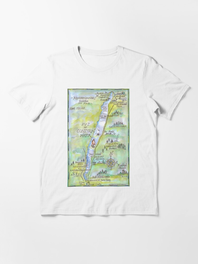Alternate view of Swallows and Amazons map of Coniston Water -  Essential T-Shirt