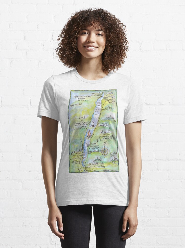 Alternate view of Swallows and Amazons map of Coniston Water - Essential T-Shirt
