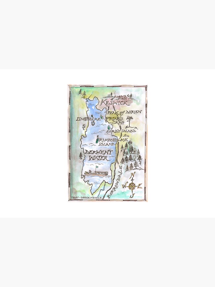 Swallows and Amazons map of Derwentwater by Sophie Neville - by SophieNeville