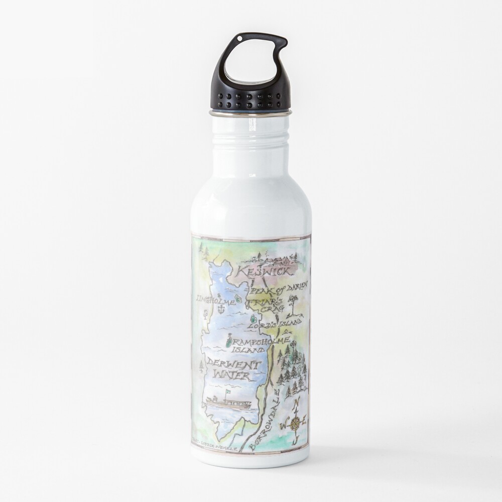 Swallows and Amazons map of Derwentwater by Sophie Neville - Water Bottle