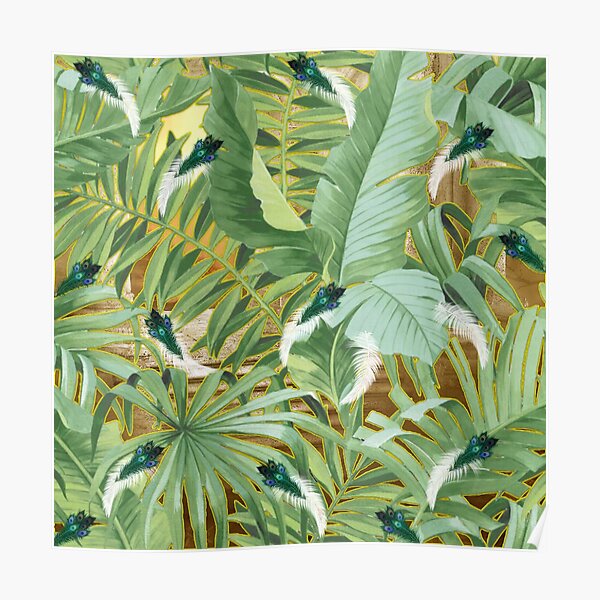 Golden Royal Peacock Feathers Poster