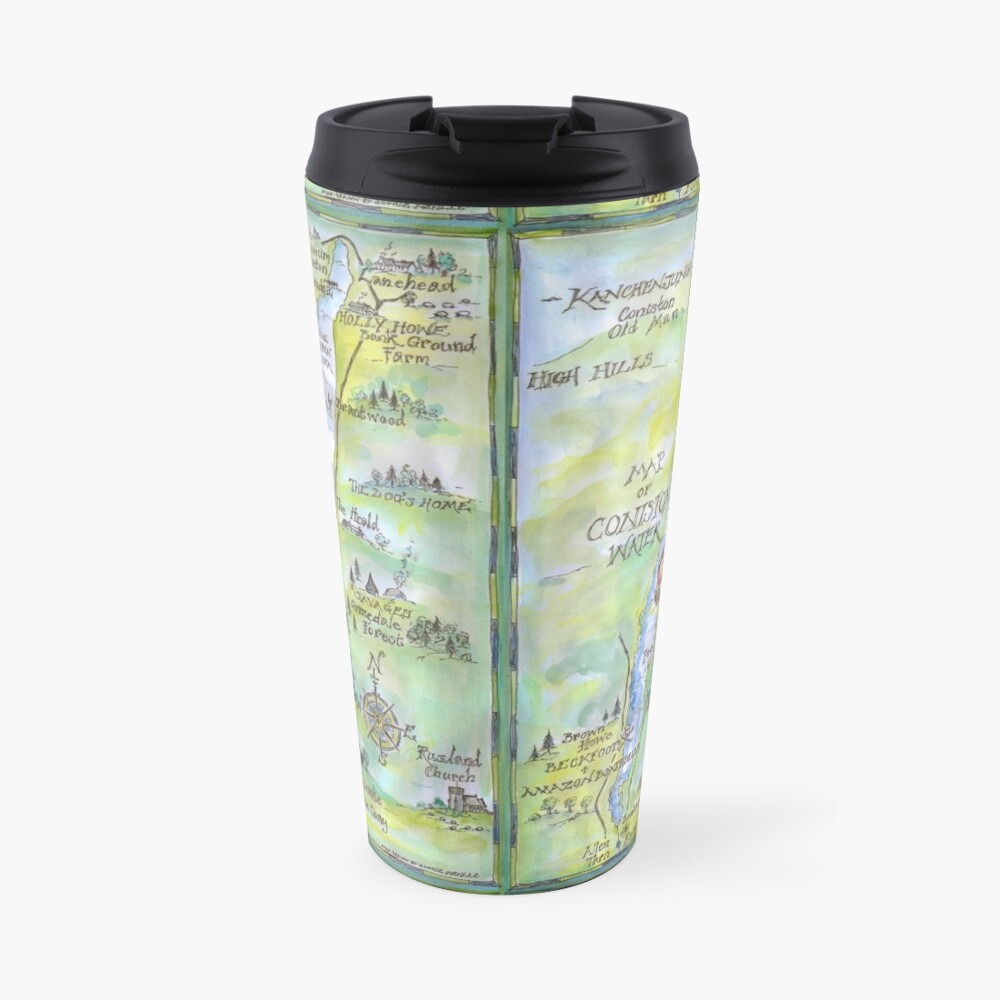 Swallows and Amazons map of Coniston Water - Travel Coffee Mug