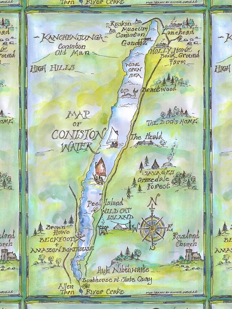 Swallows and Amazons map of Coniston Water - by SophieNeville