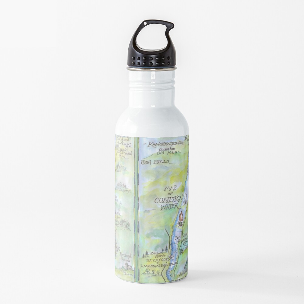 Swallows and Amazons map of Coniston Water - Water Bottle