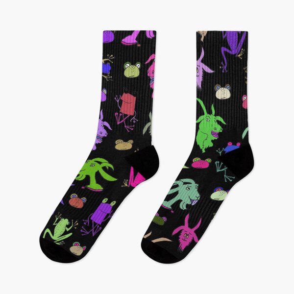 Item preview, pattern with goats and frogs designed and sold by ulyanaandreeva.
