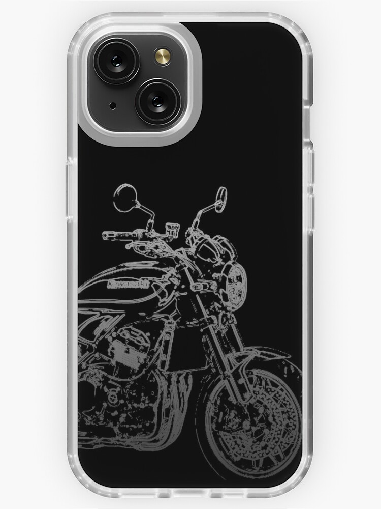Kawasaki Z900RS pencil silhouette motorcycle naked bike retro iPhone Case  by logotechdesign