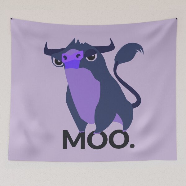 Item preview, Moo Cartoon Purple Bull for Kids designed and sold by aventi24.