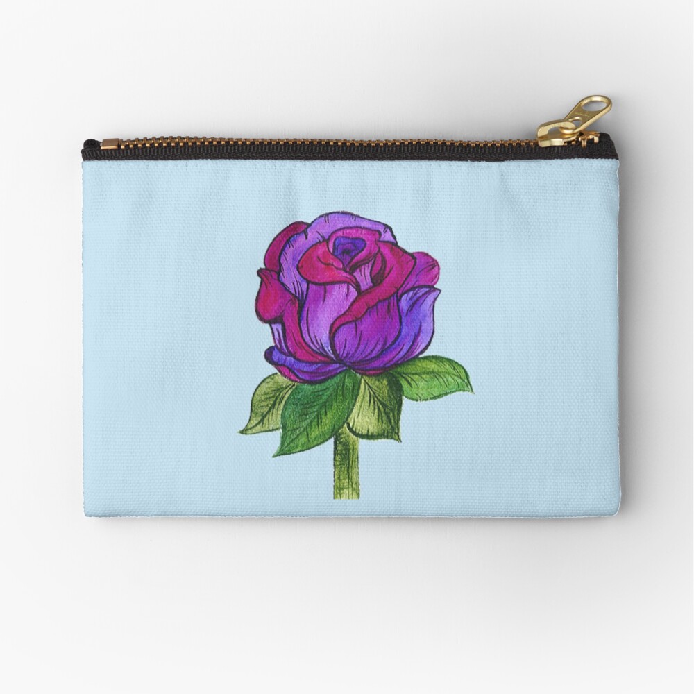 Purple and Pink Rose Zipper Pouch