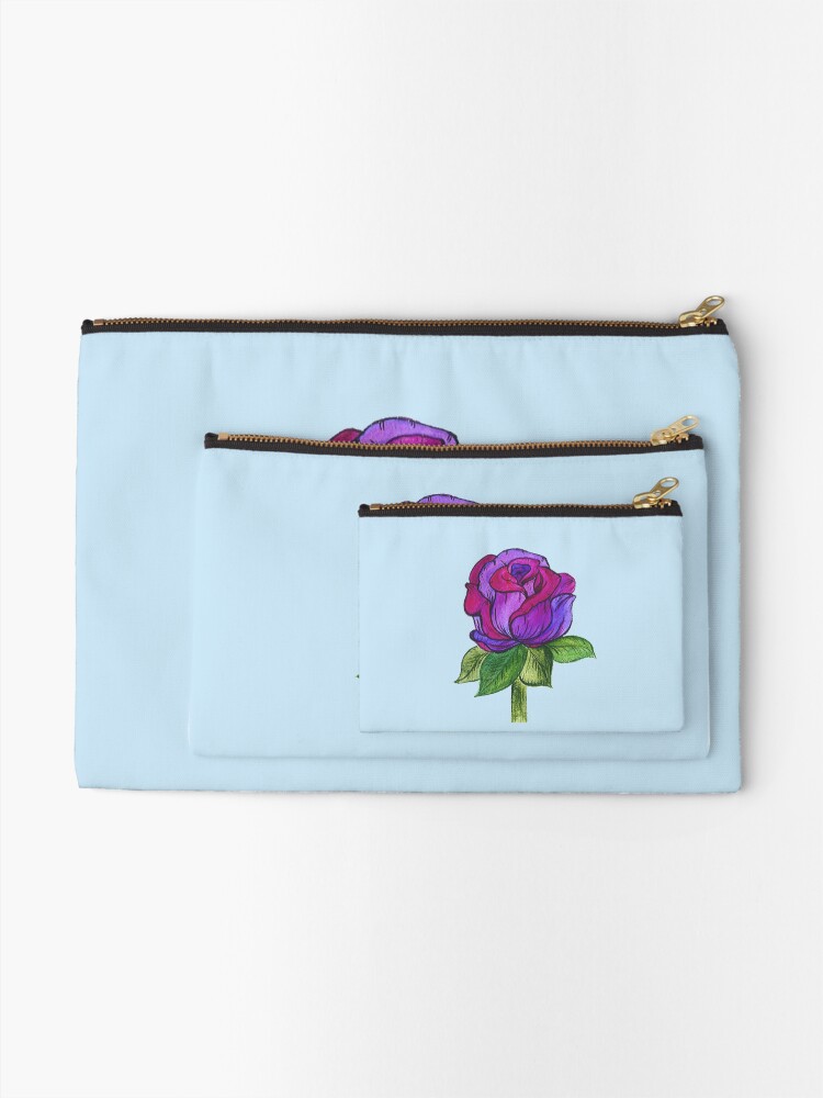 Alternate view of Purple and Pink Rose Zipper Pouch