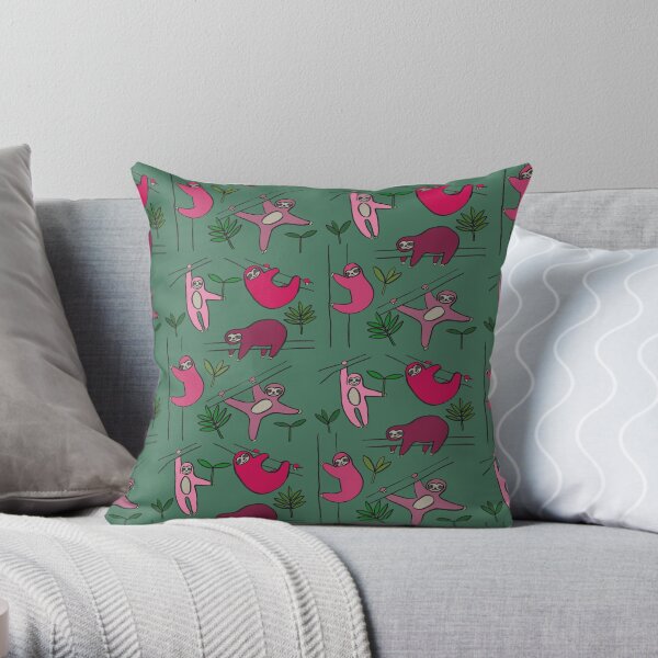 Jungle Sloths Throw Pillow