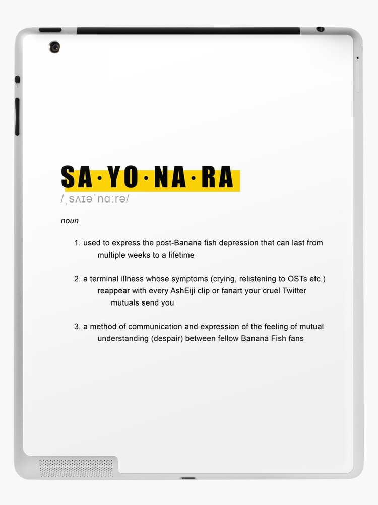 Banana Fish SAYONARA Definition Design iPad Case & Skin for Sale