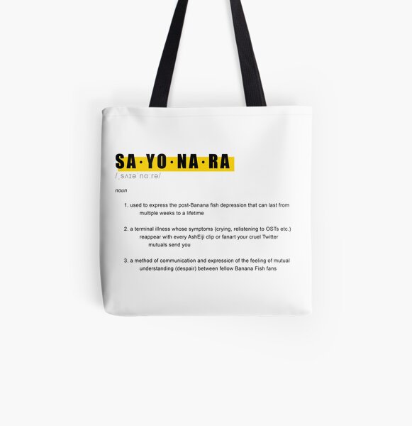 Conception de définition de poisson banane SAYONARA Tote bag doublé