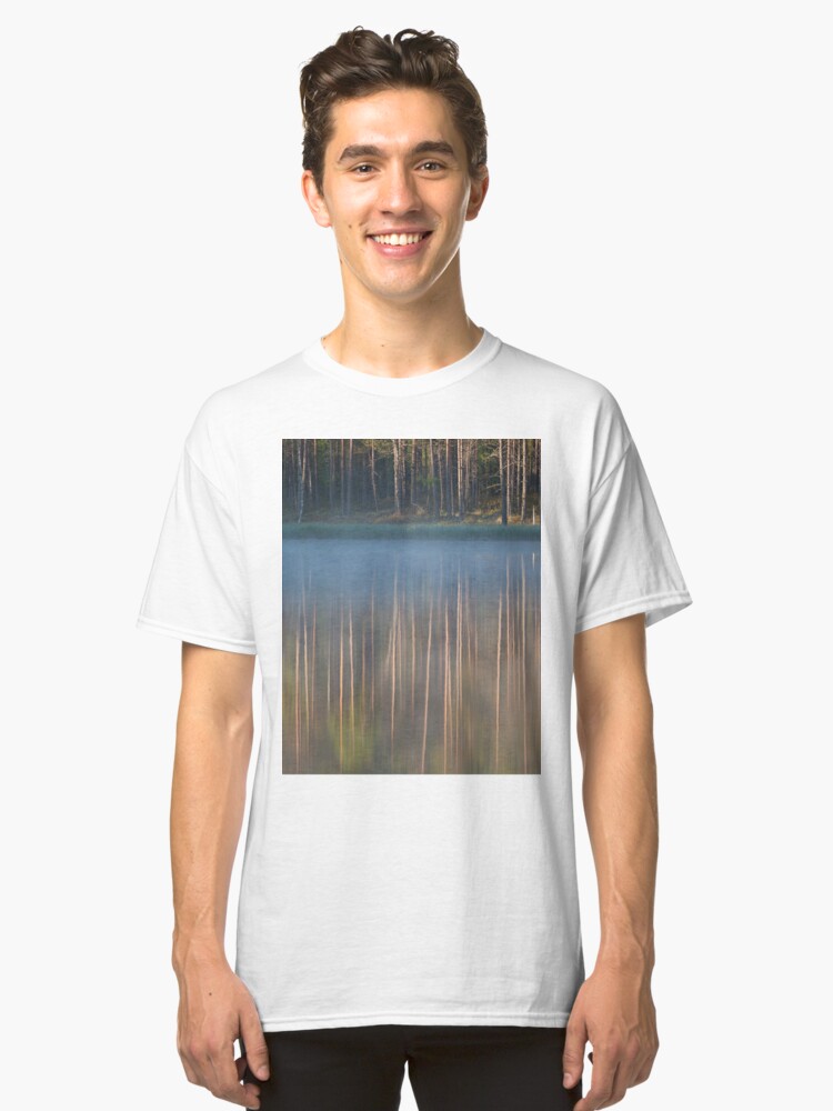 Alternate view of Forest reflecting to small lake at morning Classic T-Shirt
