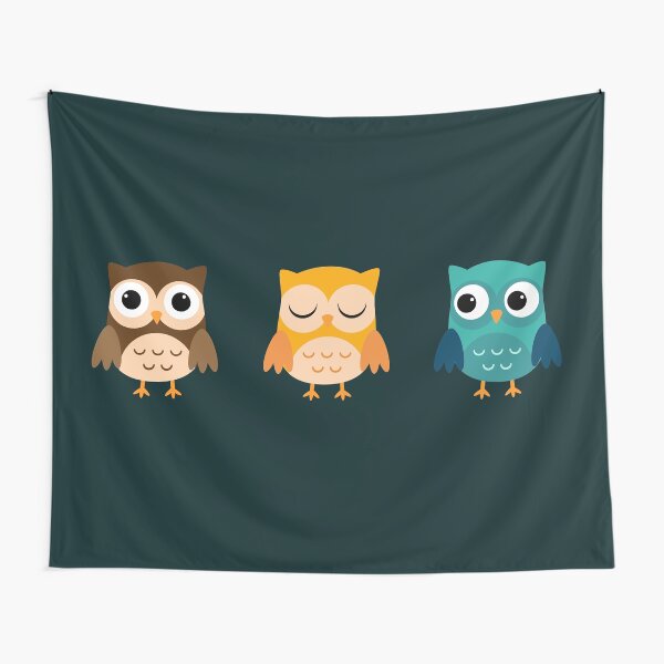 Cute Owls Chibi Tapestry