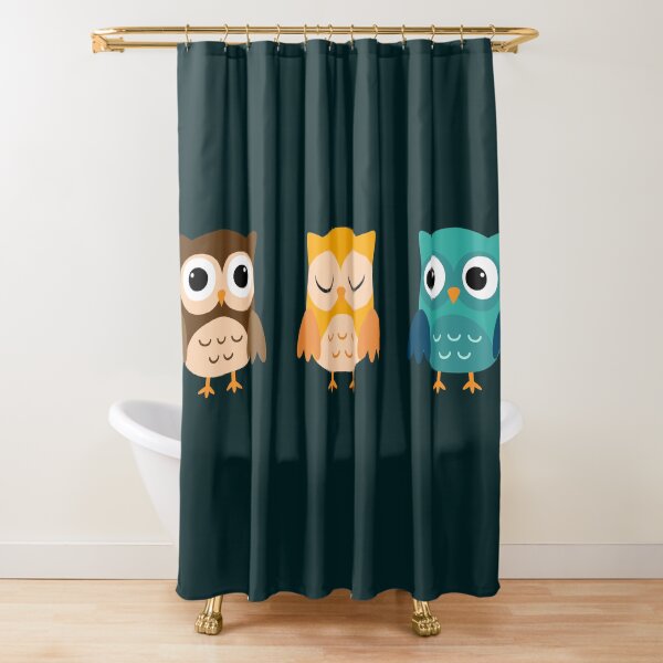 Cute Owls Chibi Shower Curtain