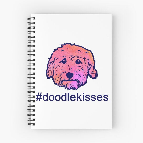 Item preview, #doodlekisses #doodlelove - goldendoodles, labradoodles, aussiedoodles in pink watercolor and navy blue designed and sold by smooshfaceutd.