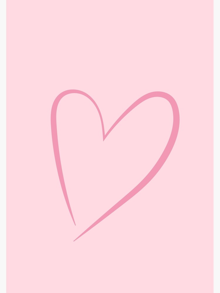 Pink Love Heart Simple Sketch Style | Photographic Print