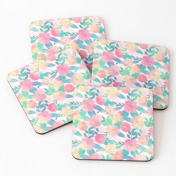 Item preview, Pink Teal Floral Hand Paint designed and sold by InovArtS.