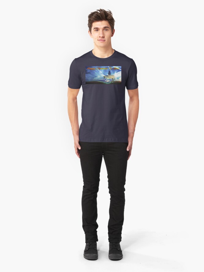 Alternate view of Happy Chemtrails to You Slim Fit T-Shirt