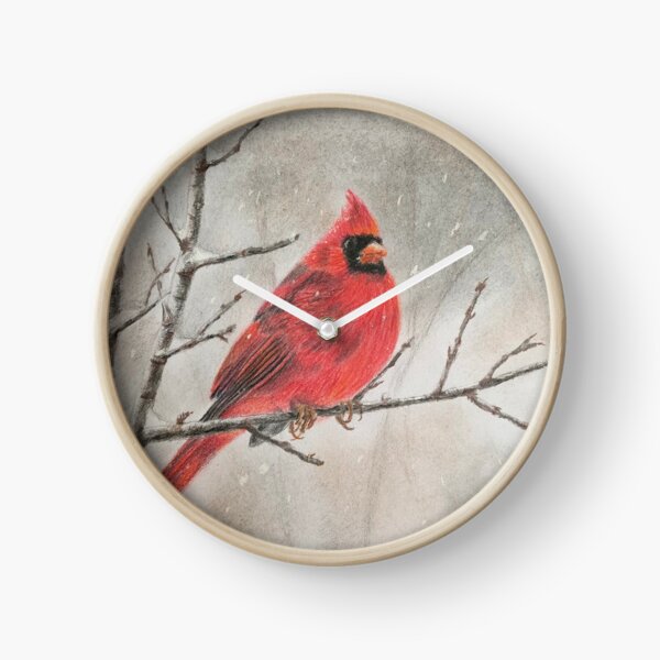 Cardinal in Winter Clock