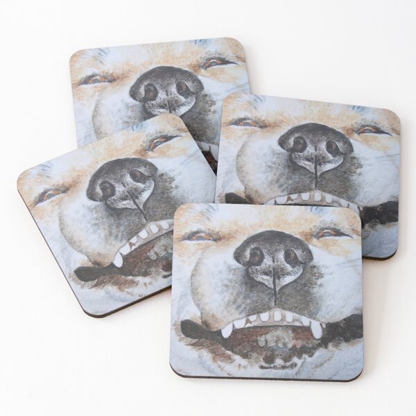 Item preview, cute akita smiling funny dog portrait art designed and sold by pollywolly.