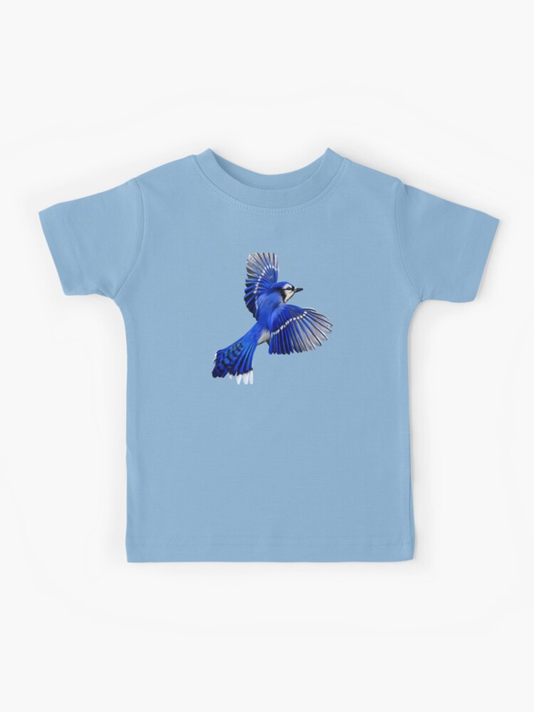 Flying Blue Jay Art Design Portrait Blue Jay. Premium T-Shirt