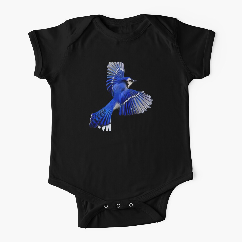 Blue Jay Art Design Flying Blue Jay  Baby One-Piece for Sale by  fantasticdesign