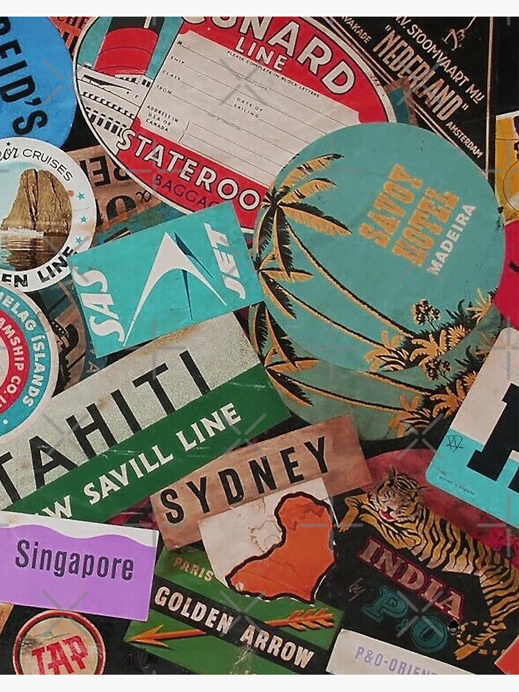 Vintage Travel Sticker Collage Artwork Art Board Print for Sale by  FuzzyHoney
