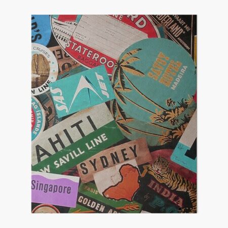 Vintage Travel Sticker Collage Artwork Art Board Print for Sale by  FuzzyHoney