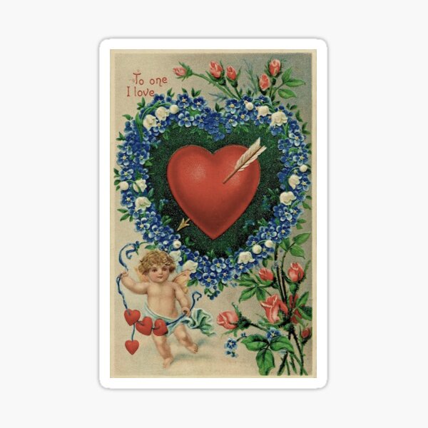 Queen of My Heart / Vintage Valentine's Day Card Artwork / Victorian Litho  | Poster