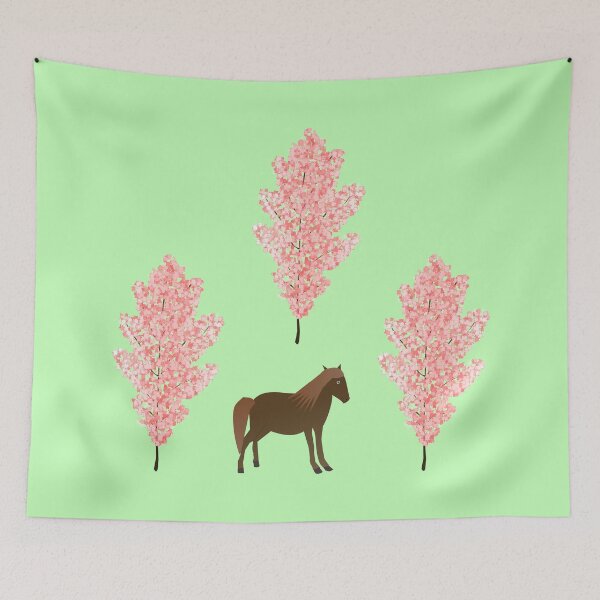 Item preview, Horse and Cherry Trees in Spring Digital Art designed and sold by naturegallery.
