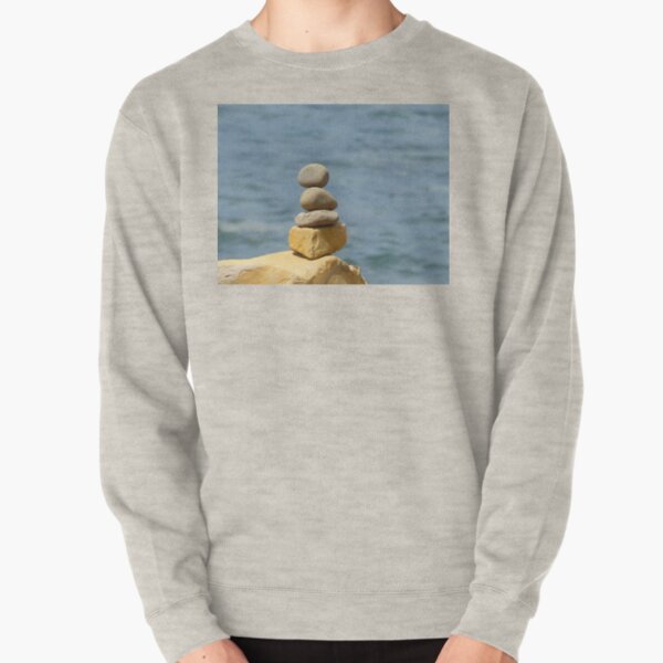 Calming Stacked Pebbles Water Background Pullover Sweatshirt