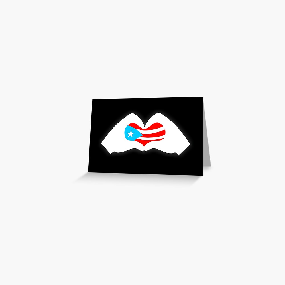 Puerto Rico Flag Boricua Hand Heart Greeting Card For Sale By Bydarling Redbubble 