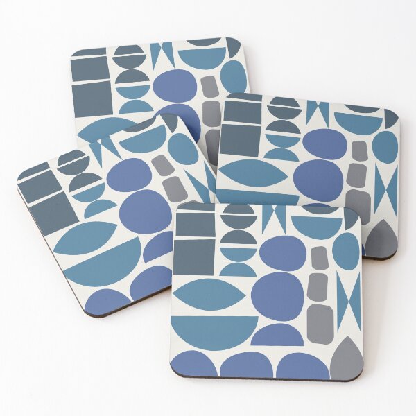Item preview, Abstract Aztec Shapes Illustration in Blue and Grey designed and sold by JuneJournal.
