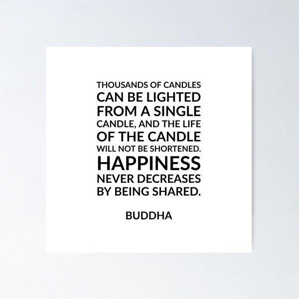 Item preview, “Thousands of candles can be lighted from a single candle, and the life of the candle will not be shortened. Happiness never decreases by being shared.” Quotes Said By Buddha designed and sold by Inspirationmotivation.