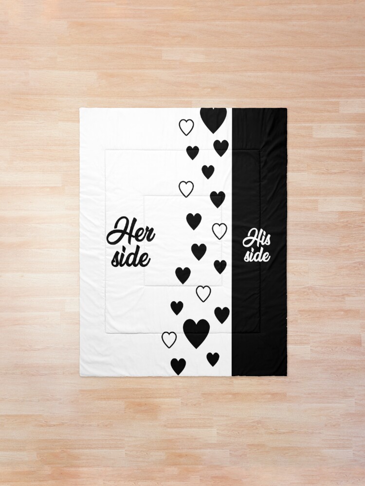 Funny Couple Her Side His Side Comforter By Drakouv Redbubble