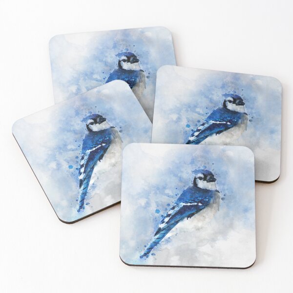 Item preview, Dramabite Watercolour blue jay bird artistic artsy animal painting designed and sold by dramabite.