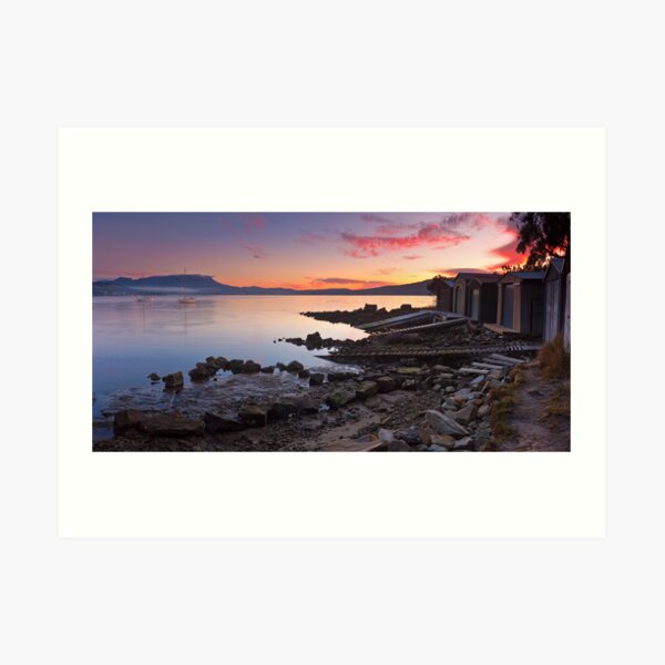 Boat Sheds at Sunrise, Coningham Art Print