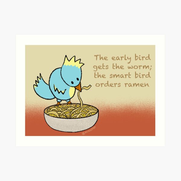 Ramen Noodle Bird Art Print