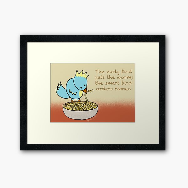 Ramen Noodle Bird Framed Art Print