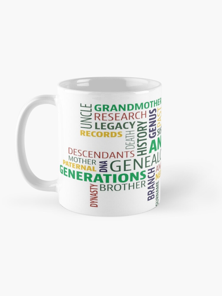 Alternate view of Cute Design full of Genealogy terms Mug