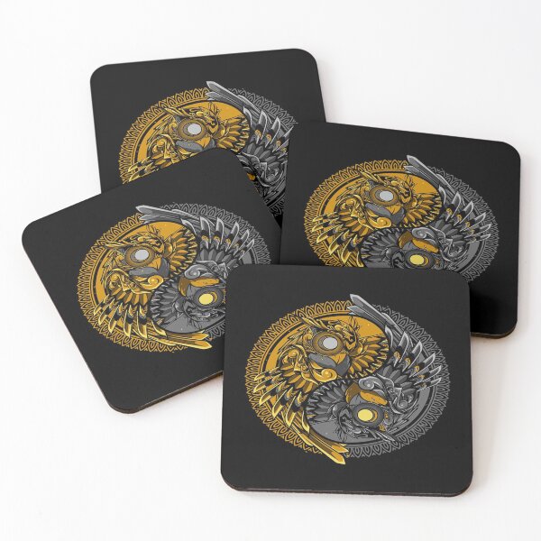 Item preview, Owl Yin Yang doodle ornament Steampunk Gold designed and sold by leen12 Art Designs Prints.