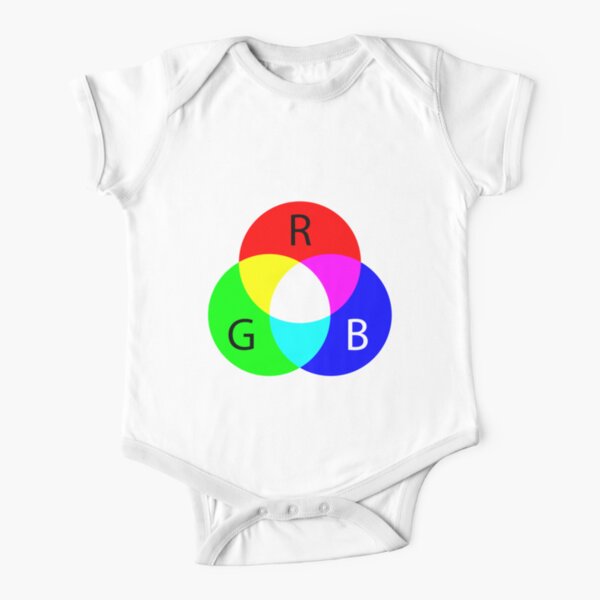 Primary RGB Colors: Red, Green, Blue - and their Mixing Short Sleeve Baby One-Piece