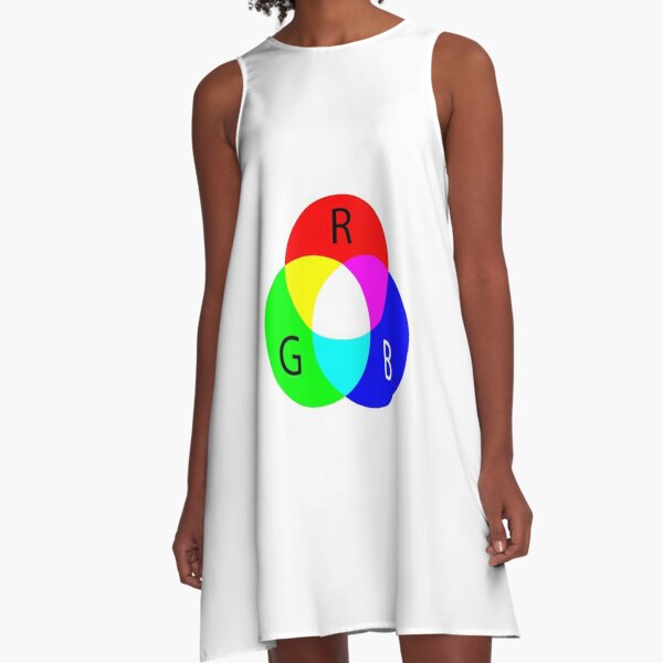 Primary RGB Colors: Red, Green, Blue - and their Mixing A-Line Dress