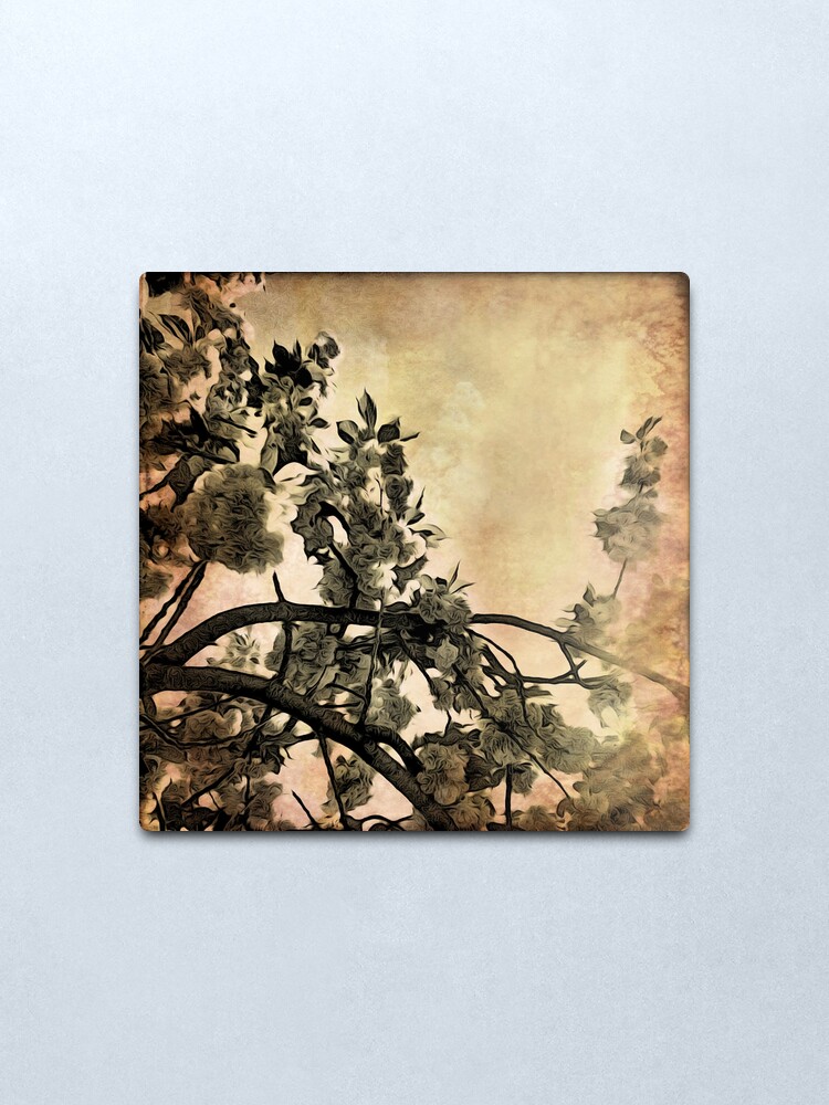 Alternate view of Brushed Cherry Blossoms - Flower Lovers Gift Metal Print