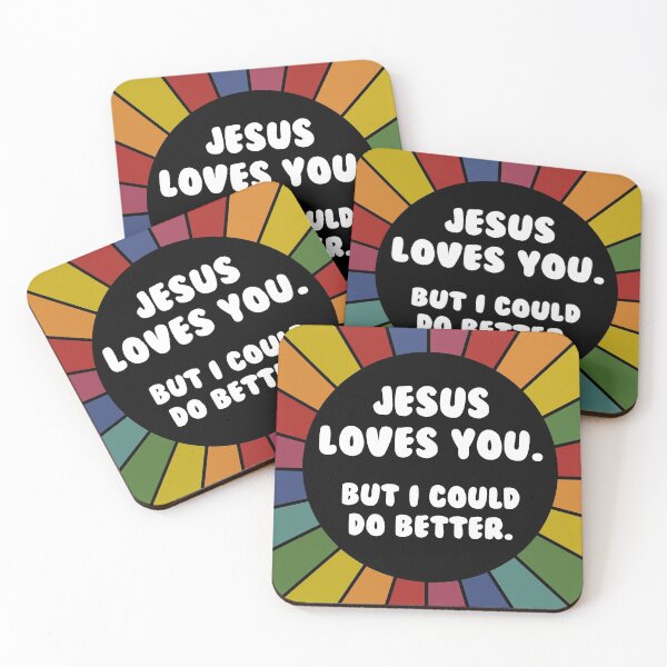 Item preview, Jesus loves you, but I could do better- bright sarcastic sticker designed and sold by ScapegoatPrints.