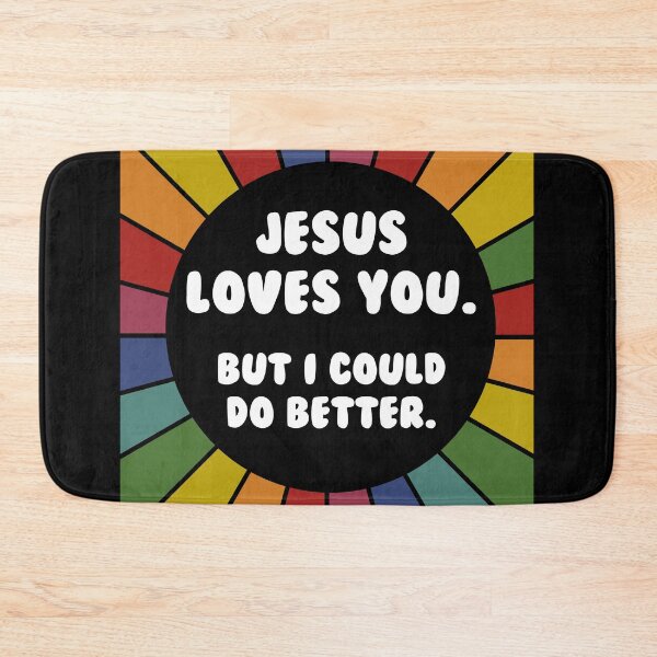 Item preview, Jesus loves you, but I could do better- bright sarcastic sticker designed and sold by ScapegoatPrints.