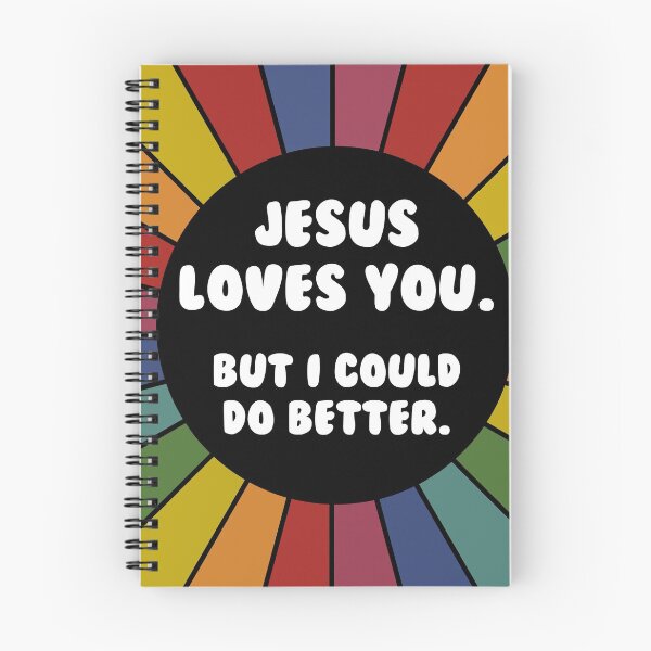 Item preview, Jesus loves you, but I could do better- bright sarcastic sticker designed and sold by ScapegoatPrints.