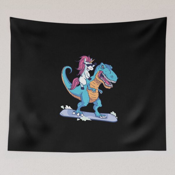 Item preview, Unicorn on dino on snowboard designed and sold by Weilichesmag.